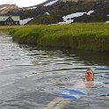 Enjoying the natural hot springs at Landmannalaugar camp