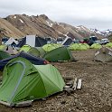 Part of the busy camping area at Landmannalaugar