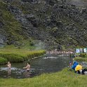 Enjoying the natural hot springs at Landmannalaugar camp