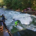 Watching the river surfers on the Eisbach in Munich