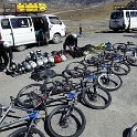 Prepping for our ride along Bolivia's old, infamous "Most Dangerous Road"