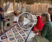 dhurrie-rugs Roopraj Prajapat demonstrates weaving rugs (traditional durries)